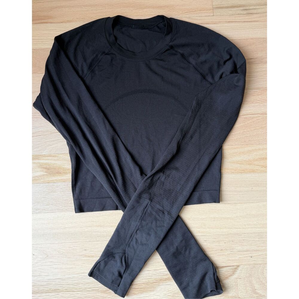 Lululemon Black Cropped Long Sleeve Athletic Top - 4